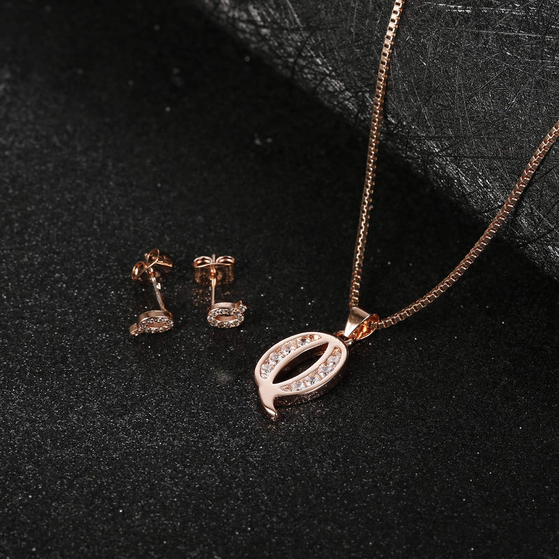 [Australia] - ORAZIO Initial Necklace Earrings for Women Girls Alphabet Letter A-Z Pendant Necklace Stud Earrings Jewelry Set Q 