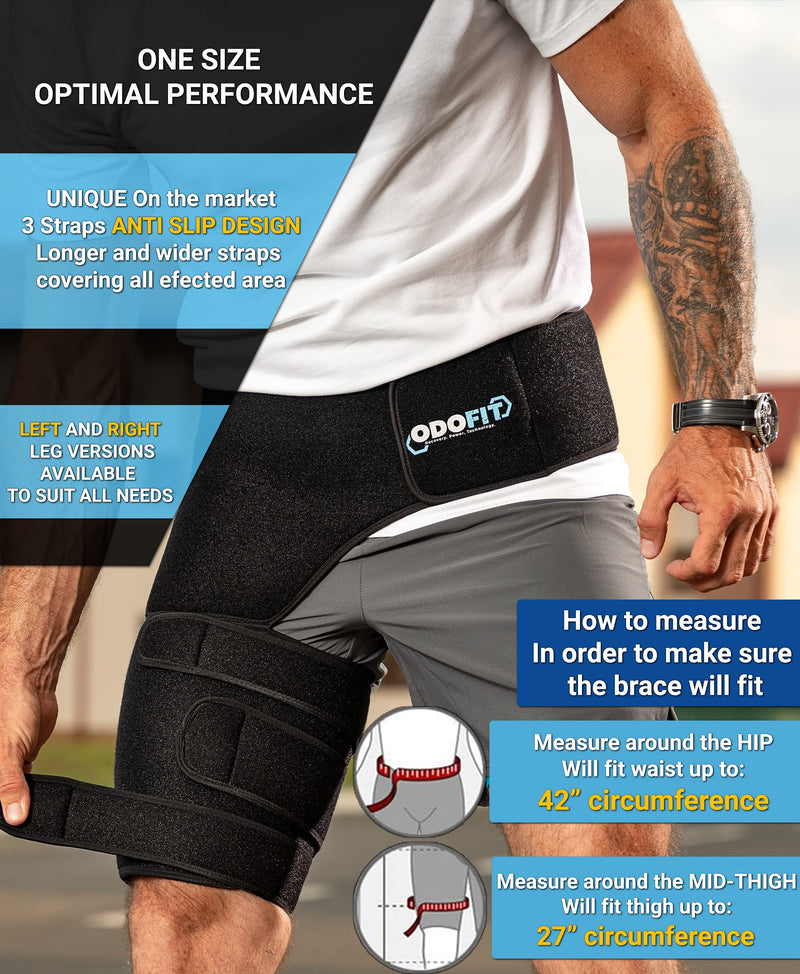 [Australia] - Hip Brace-Groin Wrap for Sciatica Pain Relief Thigh Hamstring Compression Sleeve - Unique Quadriceps Support Hip Flexor Arthritis for Pulled Muscles-Sciatica Nerve Brace Injury for Men (LEFT LEG) LEFT LEG 