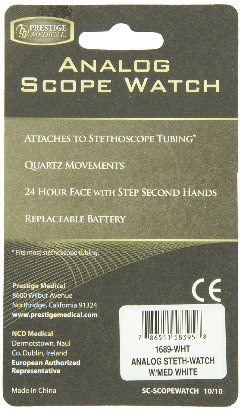 [Australia] - Prestige Medical Analog Stethoscope Watch with Medical Symbols, White Medical Symbols Watch 