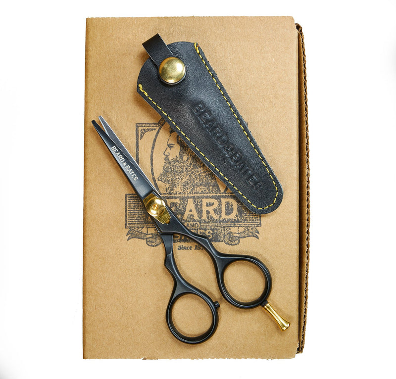 [Australia] - Beard & Bates | 1878 Black Label Shears | Premium Grooming Scissors with Holster for Beards and Mustaches 