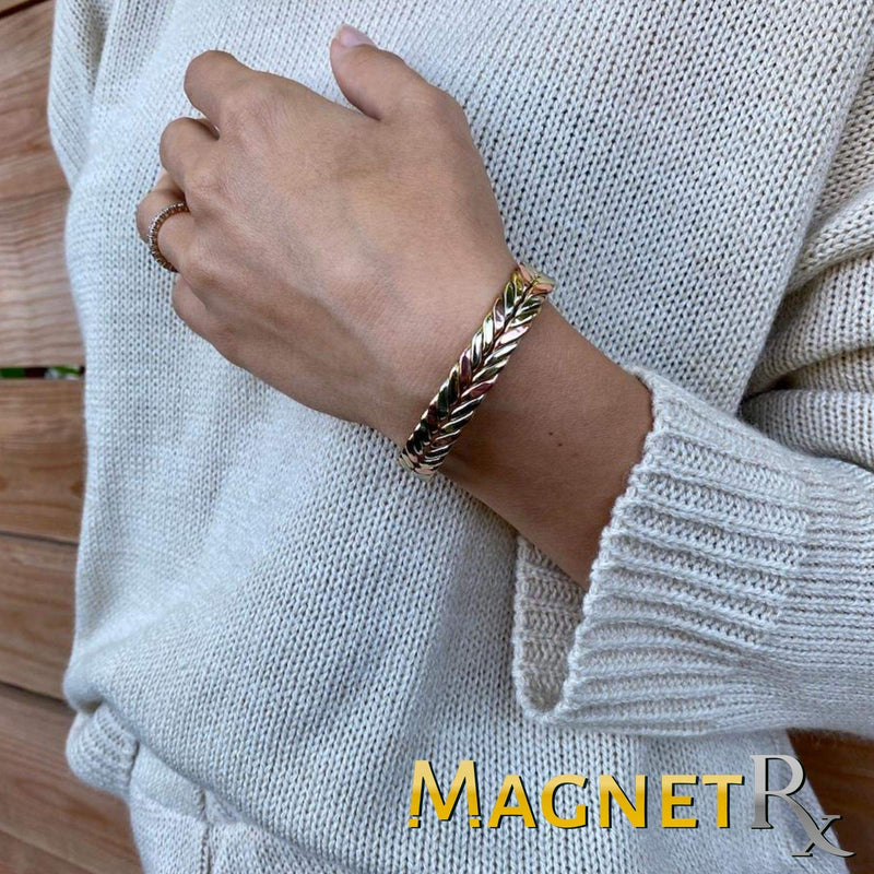 [Australia] - MagnetRX® Woven Copper Magnetic Bracelet - Magnetic Copper Bracelets - Adjustable Pure Copper Cuff Bracelet with Magnets Tri-color M / L 