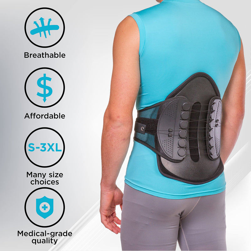 [Australia] - BraceAbility Lumbar Decompression Back Brace - Adjustable Semi-Rigid Lumbosacral Corset Belt for Discectomy, Laminectomy, Disc Injury, Back Muscle Spasms, Pre and Post Spine Surgery Protection (Large) Large (Pack of 1) 