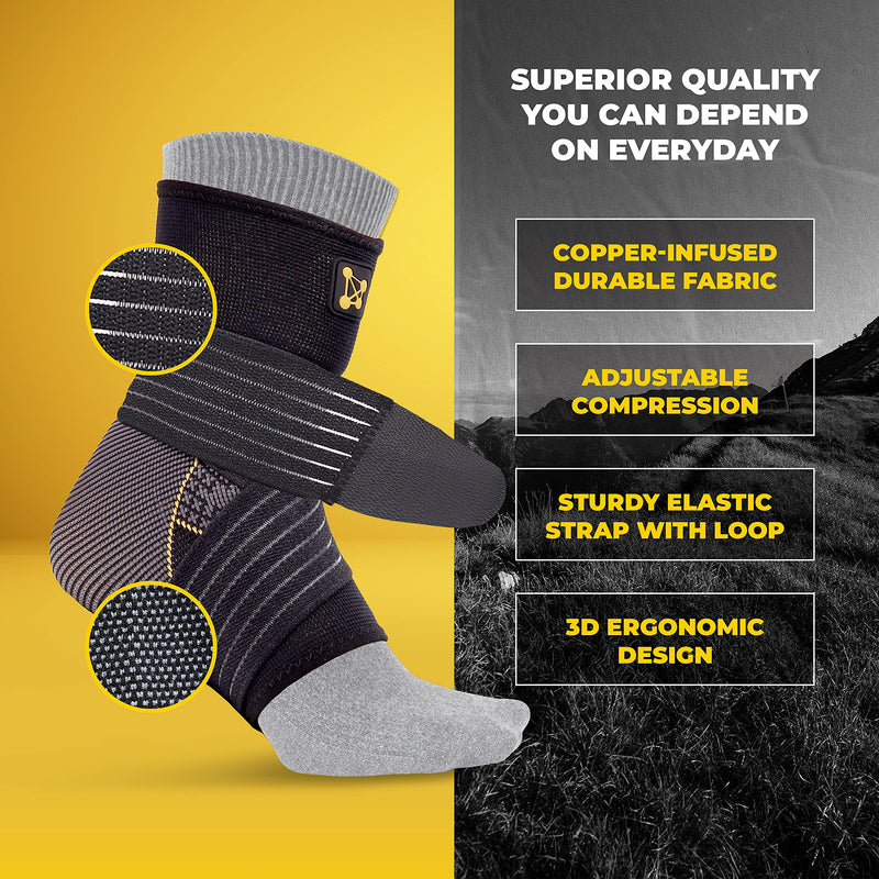 [Australia] - Ankle Brace for Women and Men - Adjustable Strap for Arch Support - Plantar Fasciitis Brace for Sprained Ankle Achilles Tendonitis Pain and Injured Foot - Breathable Copper Infused Nylon (Small) Small 