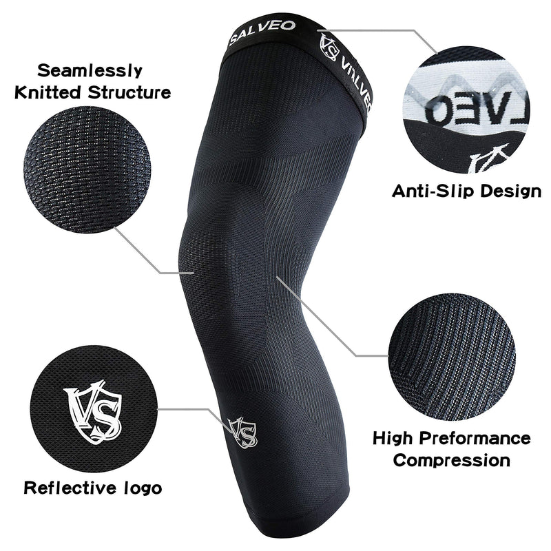 [Australia] - Vital Salveo-Sports Outdoor Compression Long Knee Sleeve Leg Support knee brace Thin Light undersleeve Germanium Recovery Running Basketball (1 PC) XX-Large 2X-Large (Pack of 1) 