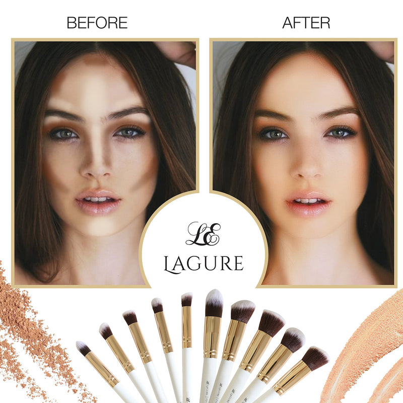 [Australia] - Lagure Premium Kabuki Makeup Brush Set - The Perfect Makeup Brushes for Your Eyeshadow, Contour Kit, Blush, Foundation, Concealer, Face Powder - Includes Cosmetic Brush Guide 