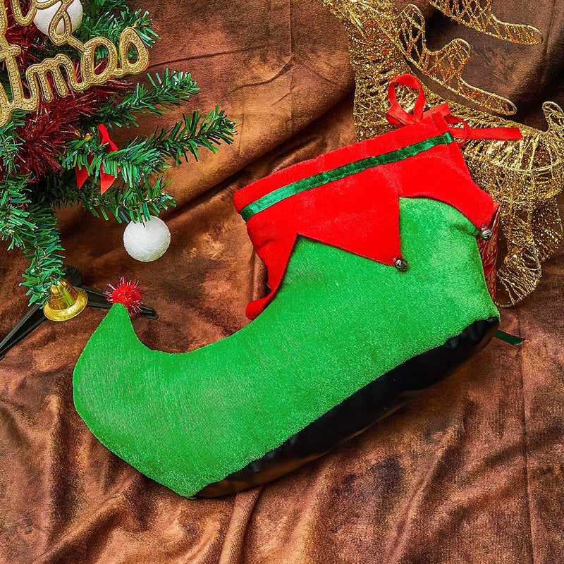 [Australia] - 3 Pairs Elf Shoes Christmas Elf Flannel Booties Xmas Costume Slipper Shoes with Christmas Bells for Holiday Party 