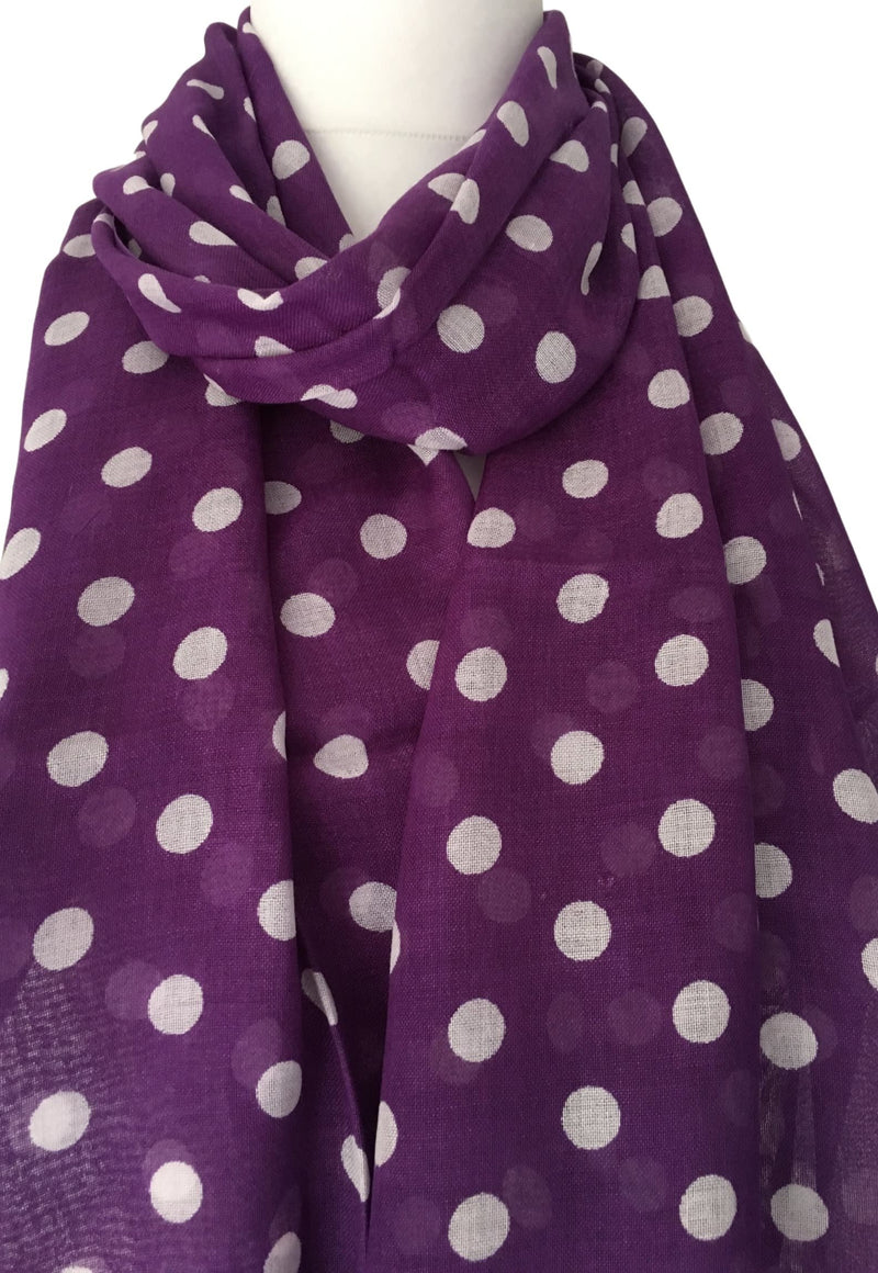 [Australia] - Purple Possum® Polka Dot Scarf Spotted Wrap Ladies Cotton Blend Spotty Fair Trade Shawl 