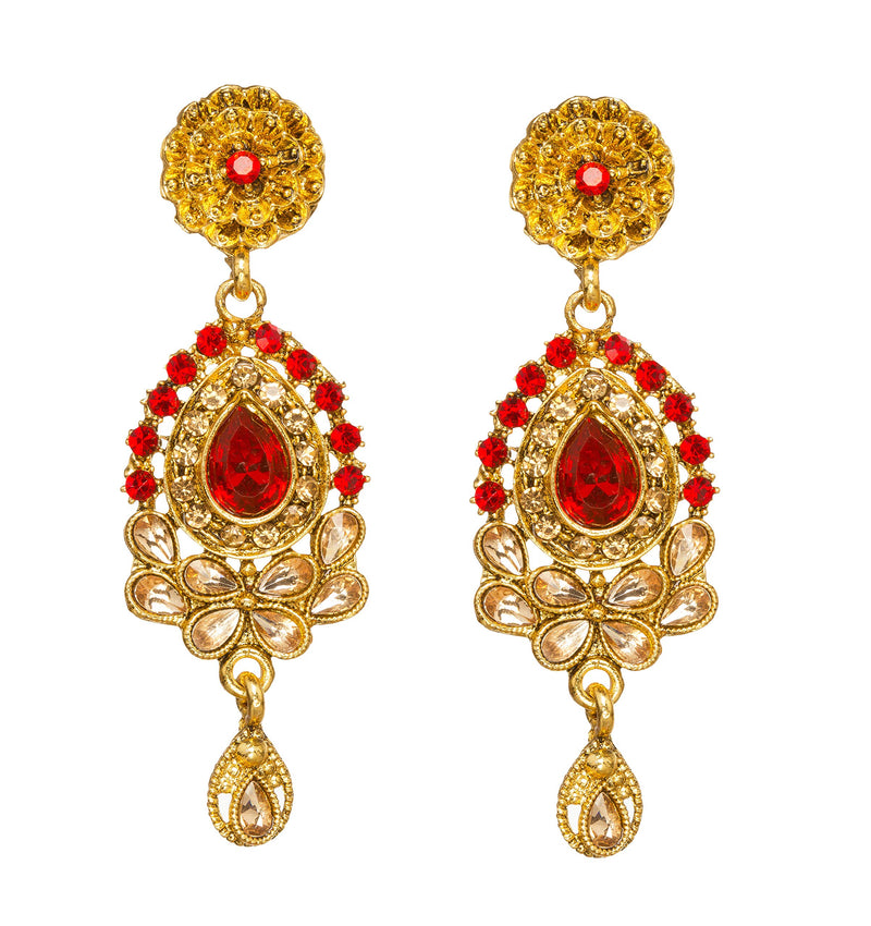 [Australia] - Bindhani Women's Indian Jewelry Simple Bridal Bridemaids Party Wear Crafted Brides Gold Plated Kundan Polki Red Choker Necklace Earrings Tikka Fashion Bollywood Style Jewellery Set for Wedding Style 1 