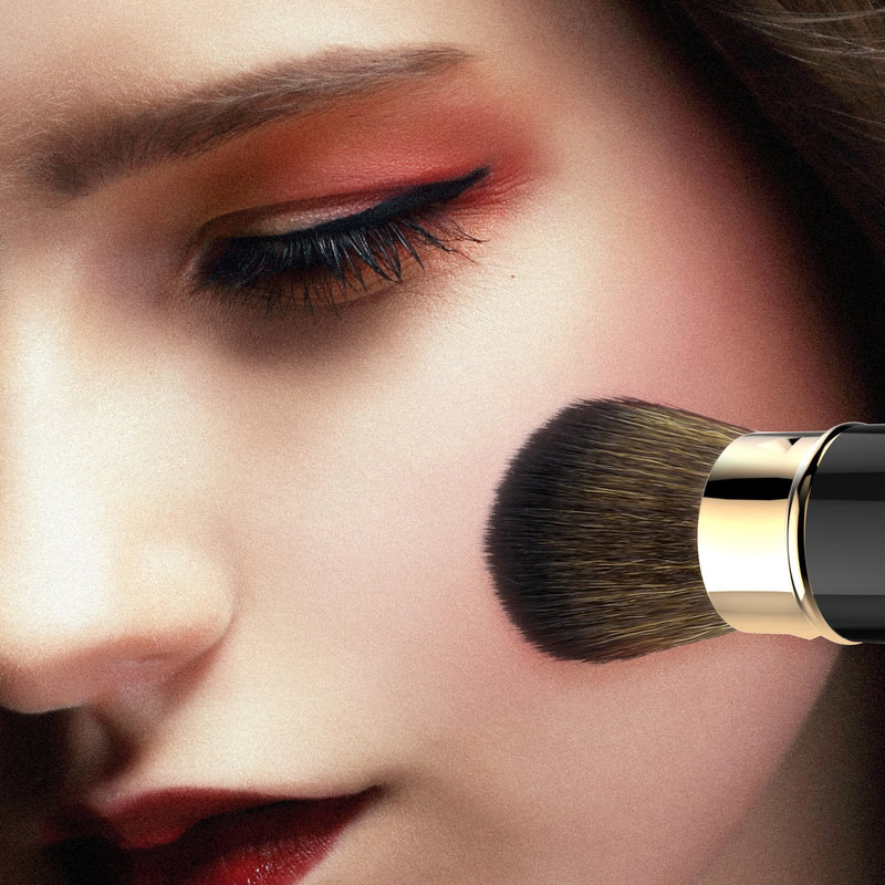 [Australia] - Blush Brush Makeup, Luxspire Professional Powder Brush, Retractable Kabuki Brush for Travel, Blush Bronzer, Contouring Blending, Buffing, Powder Foundation Blush, Portable Makeup Brush 