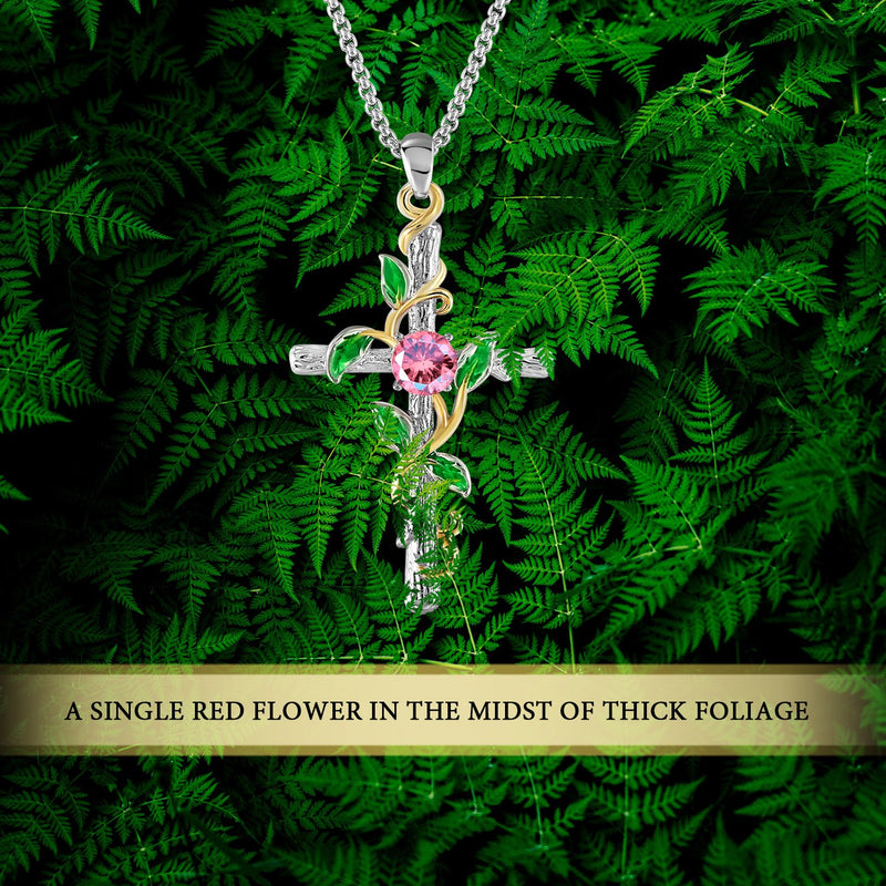 [Australia] - GEORGE · SMITH 14K White Gold Plated Cross Necklace for Women-Dainty Rose Flower Crucifix Pendant Necklace Birthday Jewelry Gifts, 18-20 Inches Link Chain White Gold Cross Necklace 