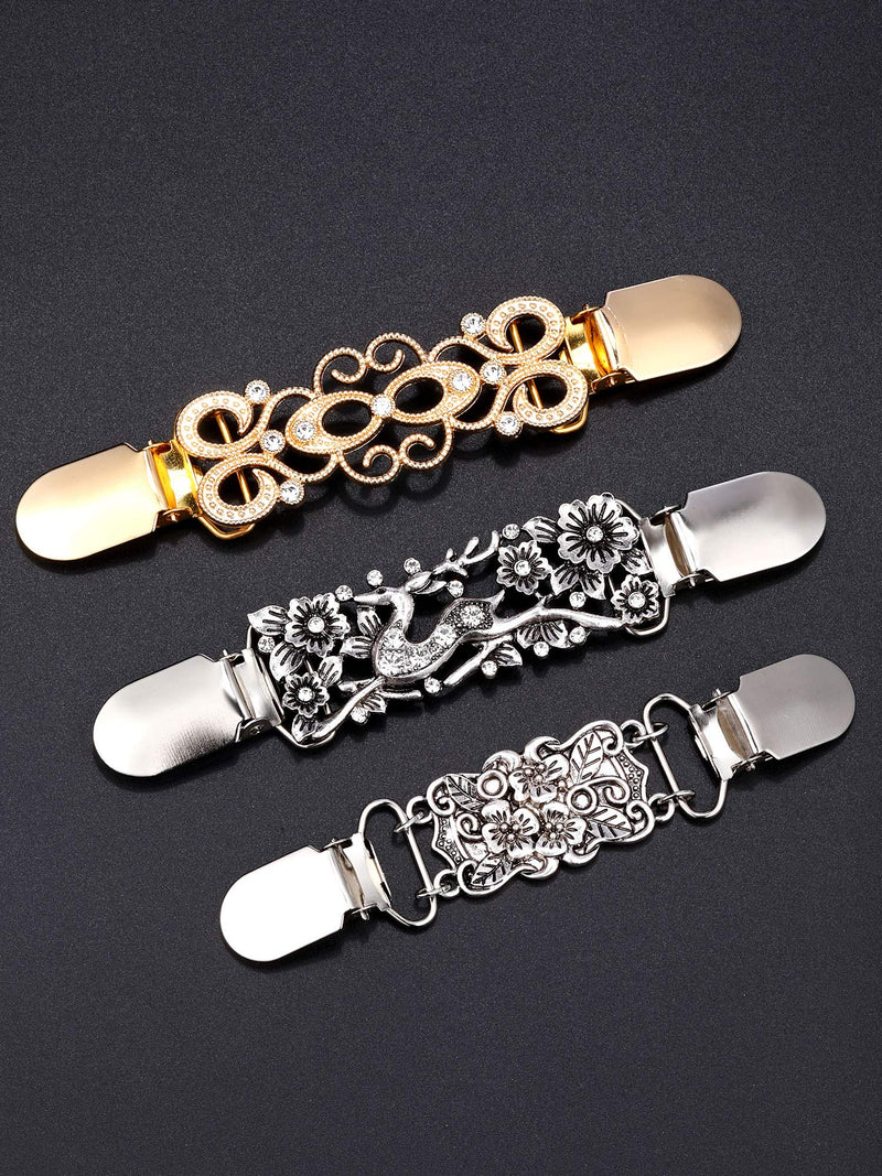 [Australia] - Jetec 3 Pieces Sweater Shawl Clips Dresses Cardigan Collar Clip Vintage Shirts Cinch Clips for Women Girls, 3 Styles (Set2) 