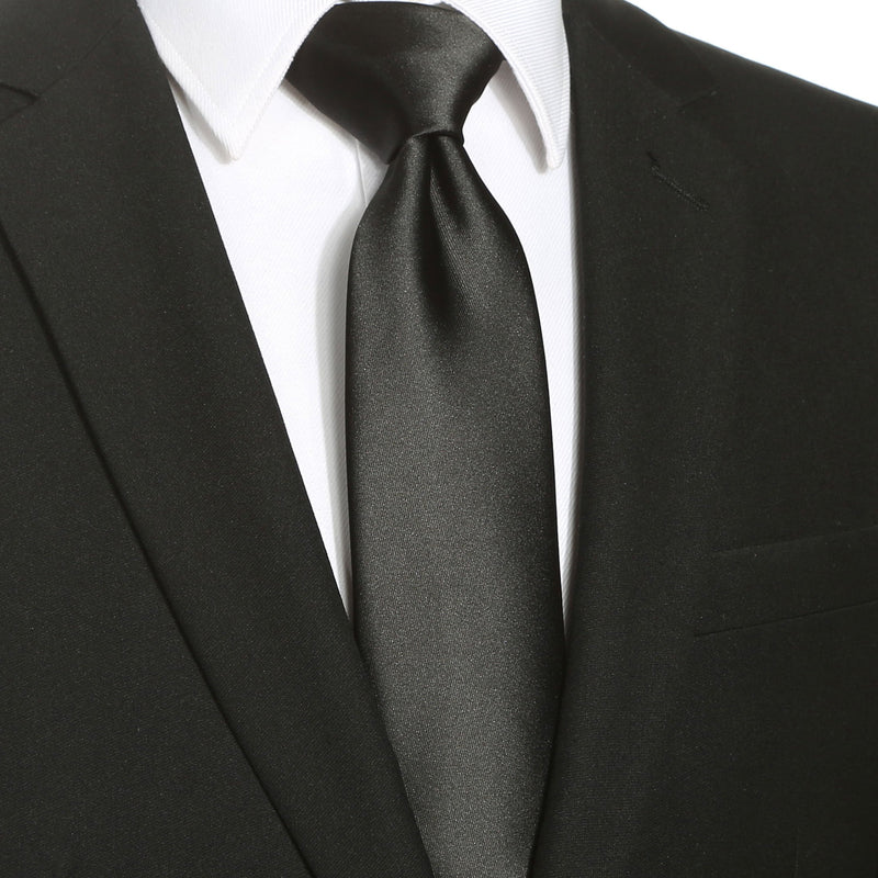 [Australia] - KissTies 63'' XL Tie Mens Extra Long Solid Satin Necktie For Big And Tall Men Black 