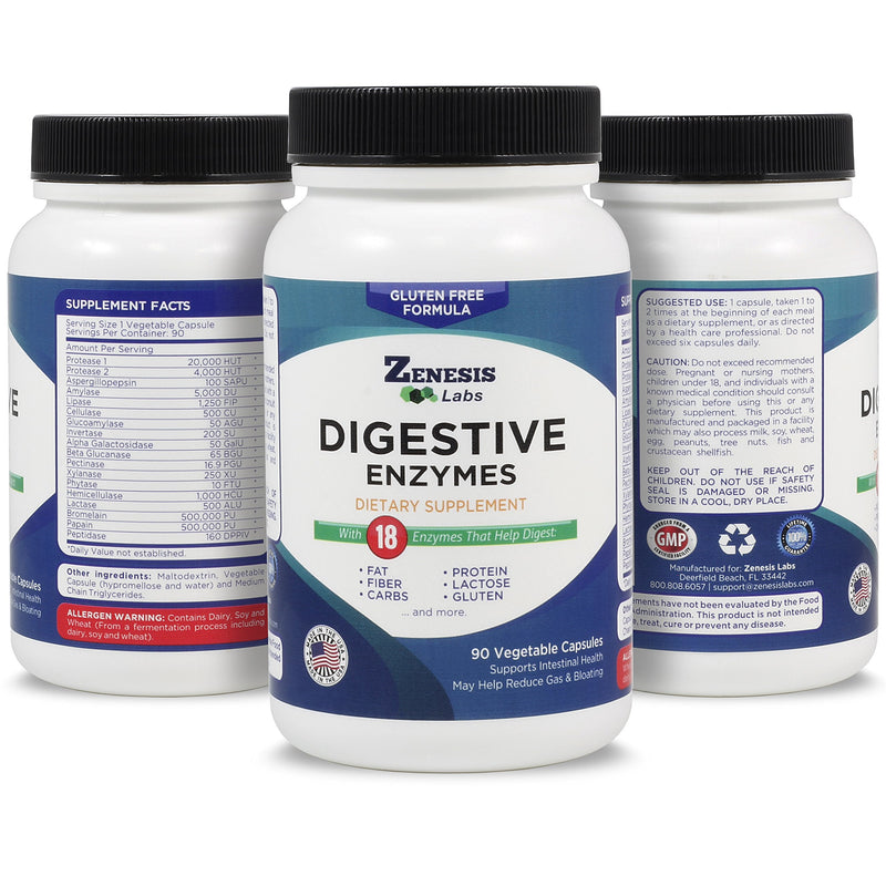 [Australia] - Digestive Enzymes - Amylase, Bromelain, Protease, Lipase & 14 Other Enzymes - 90 Capsules 