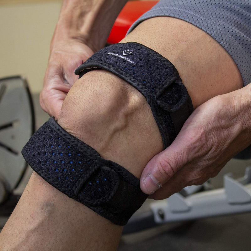 [Australia] - Dr. Wolf Dual Knee Strap For Patellar Tendon Support – Pain Relief Band For Jumper’s Knee, Basketball, Running, Tendonitis, Patellofemoral, Chondromalacia Patellae - Adjustable Neoprene Brace 