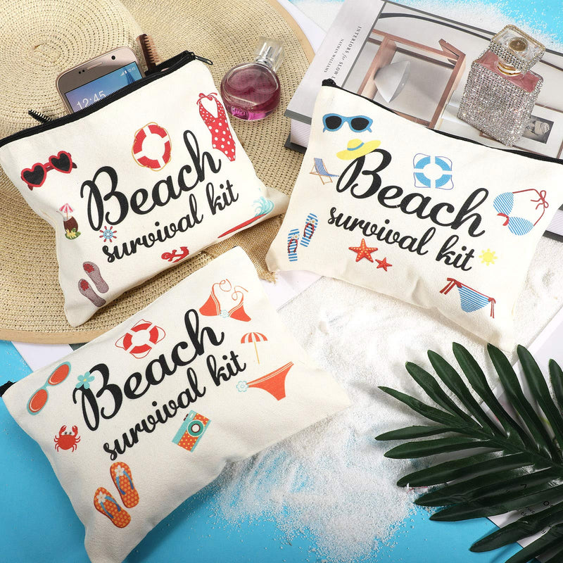 [Australia] - Svee 3 Pieces Beach Survival Kit Cosmetic Bag Travel Bag Pouch Bag Accessories for Birthday Appreciation Thanksgiving Day Valentine's Day 