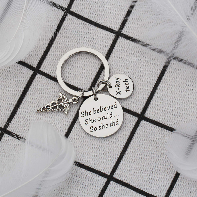 [Australia] - BAUNA X-Ray Tech Keychain Radiology Technologist Gift She Believe She Could So She Did Inspiration X-Ray Technician Graduate Gifts X-ray Keychain 