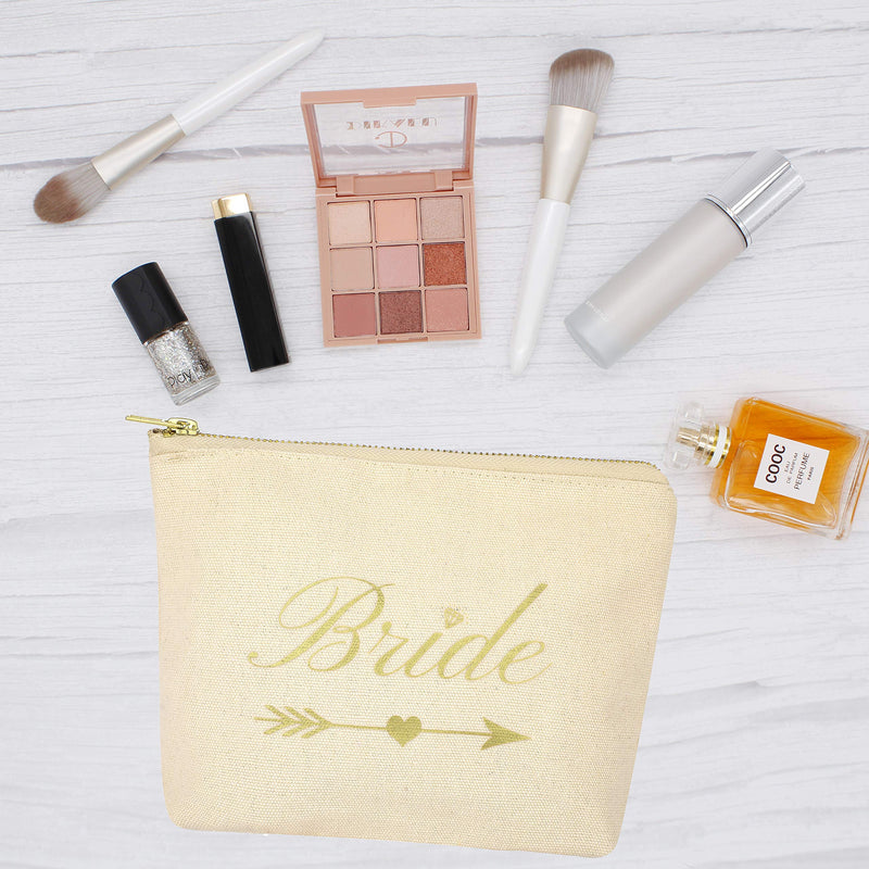 [Australia] - 1 Piece Bride Bag ,Multi-Purpose Canvas Makeup Bag,Bridal Shower Makeup Bag,Wedding Cosmetic Canvas Bag, Bridal Party Gift and Travel Zippered Cosmetic Bags Bachelorette Party Gifts. (white) white 