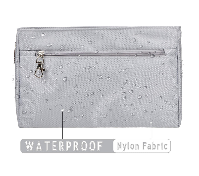 [Australia] - Vercord Expandable Nylon Handbag Purse Organizer Insert Liner Shaper Bag in Bag Beige Grey Medium 