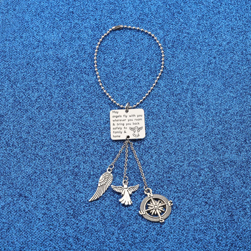 [Australia] - WUSUANED Traveller Keychain Gift May Angels Fly with You Wherever You Roam Bring You Back Safely to Family and Home angels fly with you chain pendant 