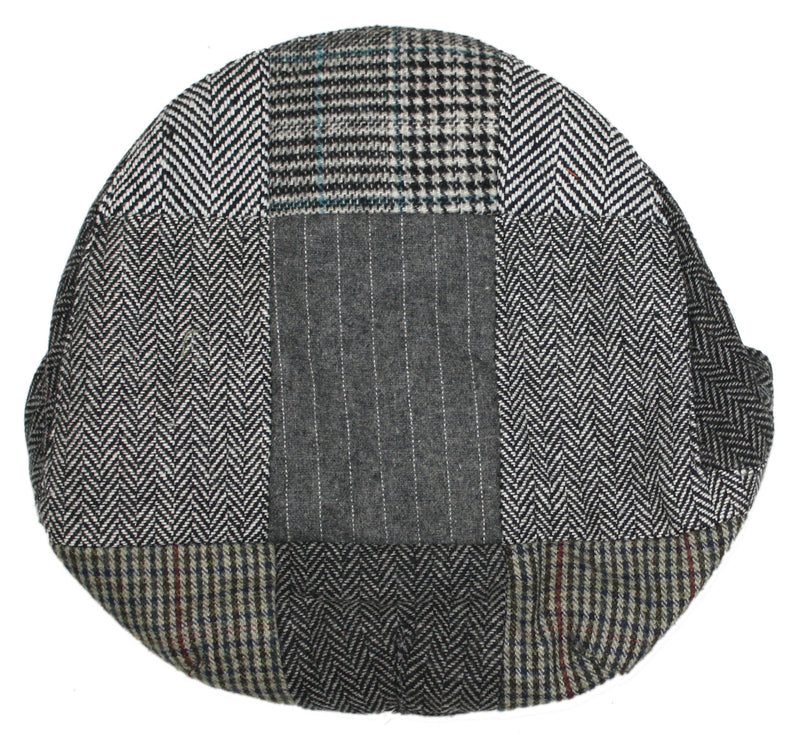 [Australia] - Ted & Jack - Tweed Patchwork Newsboy Driving Cap with Quilted Lining Small-Medium Gray Patchwork Sm/Med 