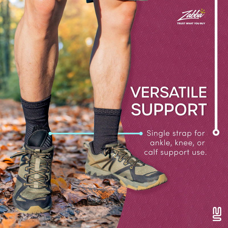 [Australia] - Modetro Sports Ankle Brace Compression Support Sleeve w/Free Ankle Strap-Achilles Tendon Support,Ankle Support for Ligament Damage L (1 Pair) Black 