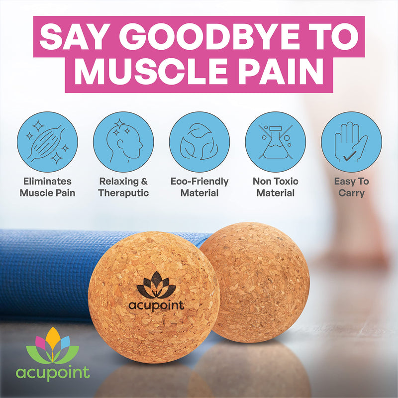 [Australia] - Acupoint Physical Therapy Massage Balls - Ideal for: Yoga, Deep Tissue Massage, Trigger Point Therapy and Self Myofascial Release Physical Therapy Equipment (Cork) Cork 