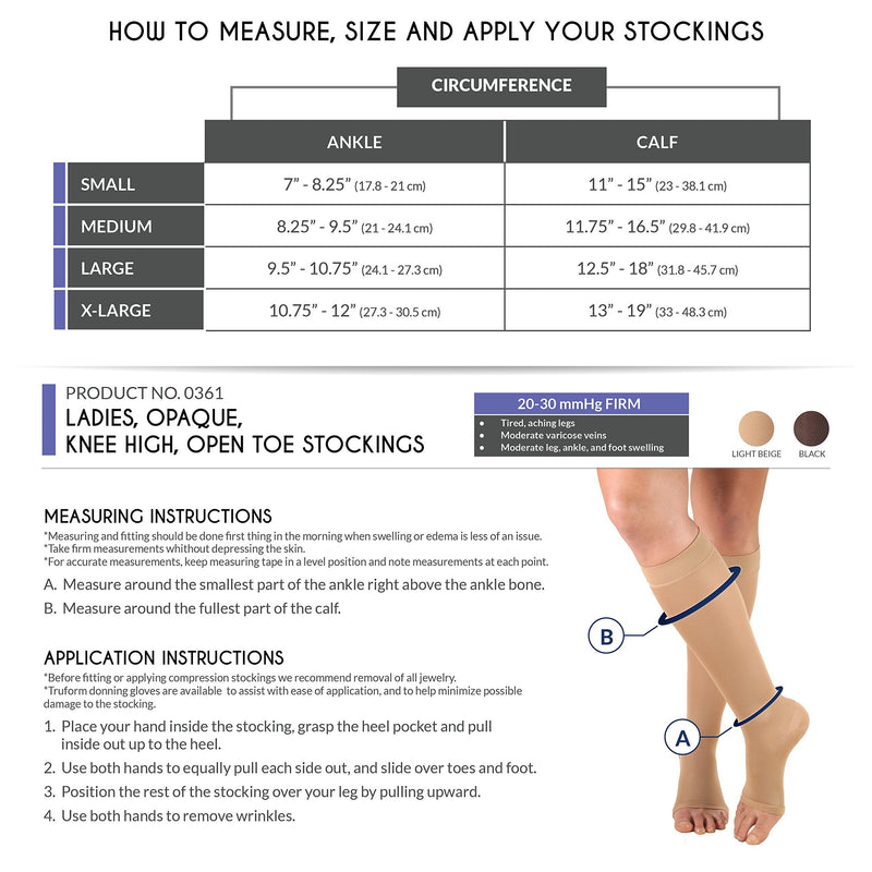 [Australia] - Truform Women's Compression Stockings, 20-30 mmHg, Knee High Length, Open Toe, Opaque, Beige, Medium Beige (Open Toe) Medium (1 Pair) Open Toe 20-30 mmHg 