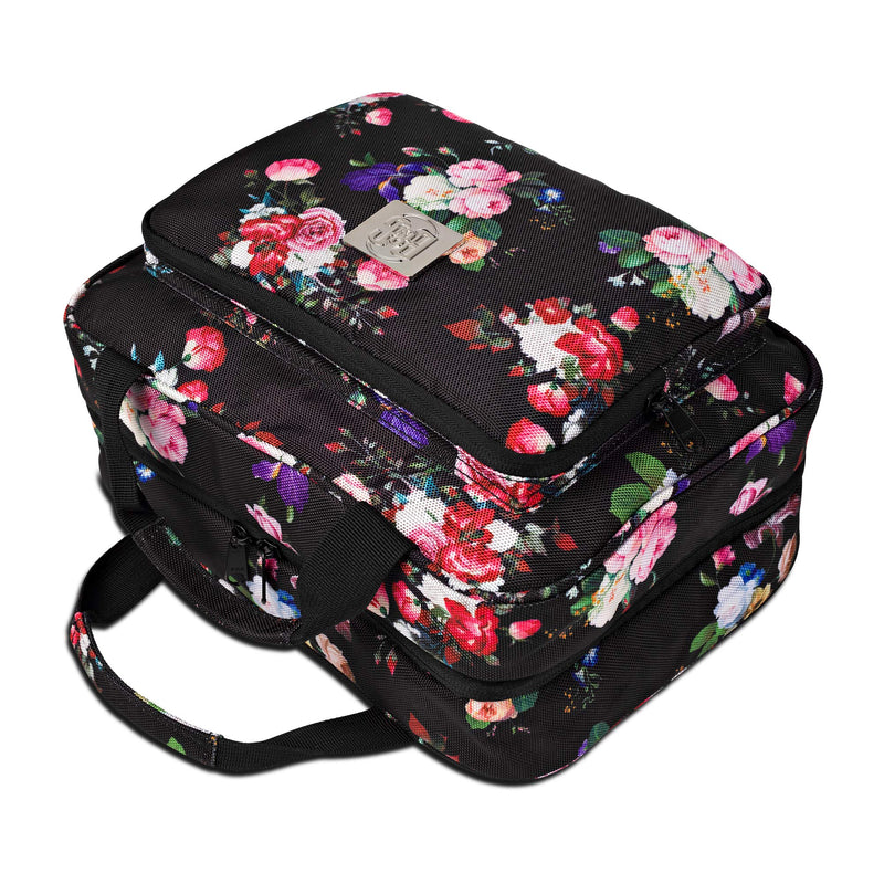 [Australia] - Large Hanging Travel Cosmetic Bag For Women - Versatile Toiletry And Cosmetic Makeup Organizer With Many Pockets (Black roses) Black roses 