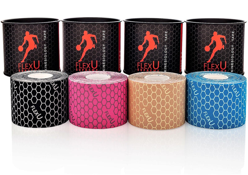 [Australia] - FlexU Kinesiology Tape; Single Roll (Pre-Cut or Continuous); Advanced Strength and Flexibility Properties; Longer Lasting Therapeutic Recovery; Sports Tape Beige 16.4 feet Pre-Cut 