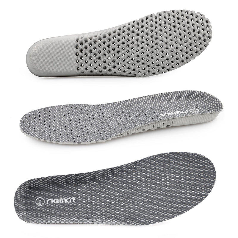 [Australia] - riemot Women's Shoe Insoles, Breathable Honeycomb Design Sport Shoe Insoles Cushioning Shoe Inserts Replacement Innersoles for Water Shoes Sneakers Work Shoes Grey EU 38 /US 7 EU 38: 7 US Women Grey-n 