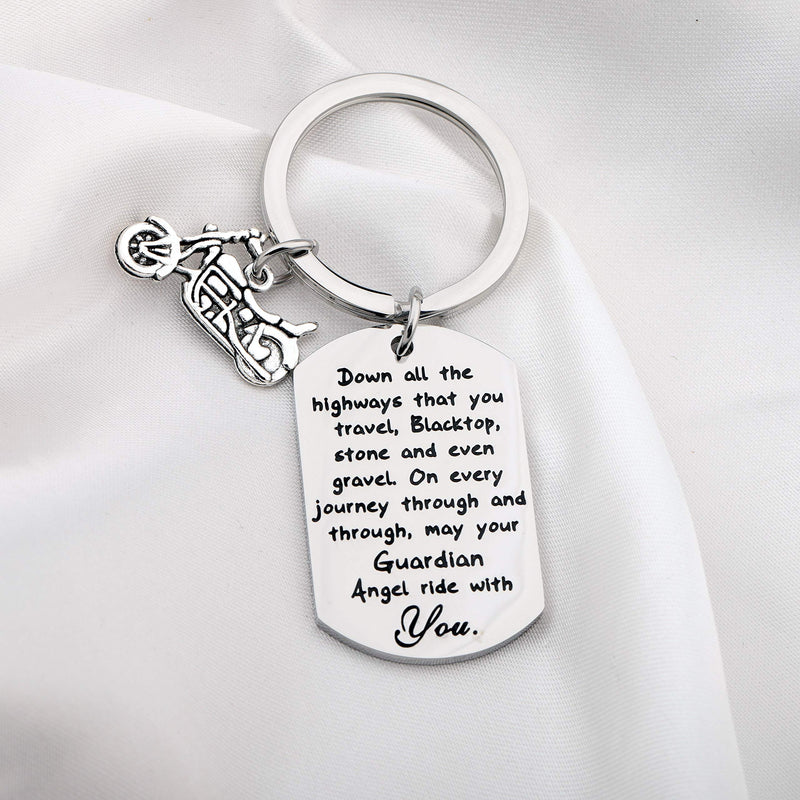 [Australia] - FUSTMW Car Owner Gift Drive Safe Keychain May Your Guardian Angel Ride With You Car Lover Gift Biker 