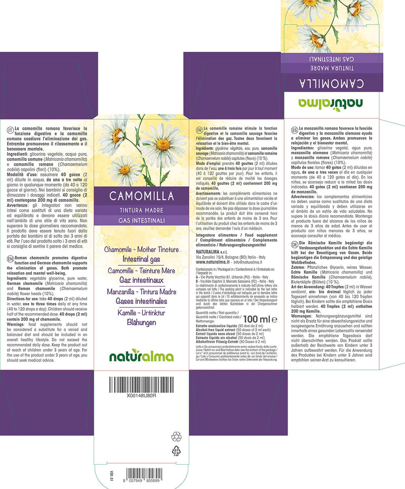 [Australia] - German and Roman Chamomile (Matricaria chamomilla and Chamaemelum nobile) Flower Heads Alcohol-Free Mother Tincture Naturalma | Liquid Extract Drops 100 ml | Food Supplement | Vegan 100 ml (Pack of 1) 