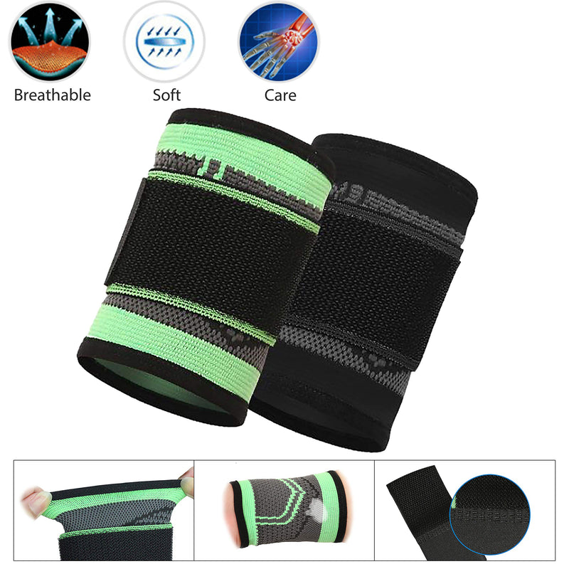 [Australia] - HiRui Wrist Brace Wrist Wraps Compression Wrist Strap, Wrist Support for Work Fitness Weightlifting Sprains Tendonitis, Carpal Tunnel Arthritis, Pain Relief, Adjustable Wristbands 2 PACK (Black, M) Black Medium (Pack of 2) 