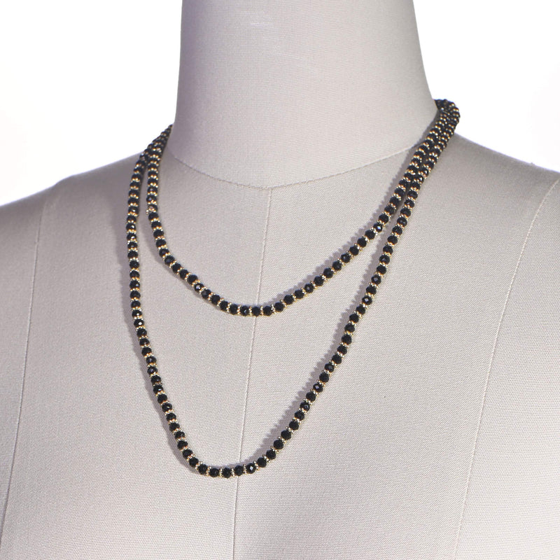 [Australia] - Spinningdaisy Sophisticated Multi Chain Layered Necklace Glass Bead Strand Black 