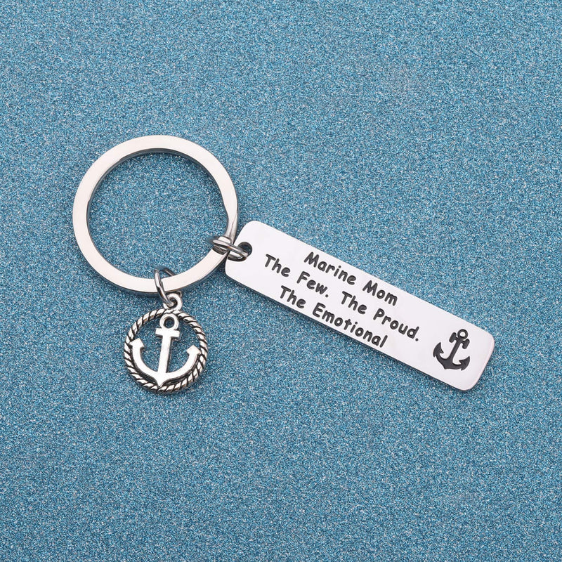 [Australia] - LQRI Marine Corps Mom Gift Proud Marine Mom Keychain Marine Mom The Few The Proud The Emotional USMC Mom Jewelry Military Jewelry Gift for Soldier Military Mom sliver 