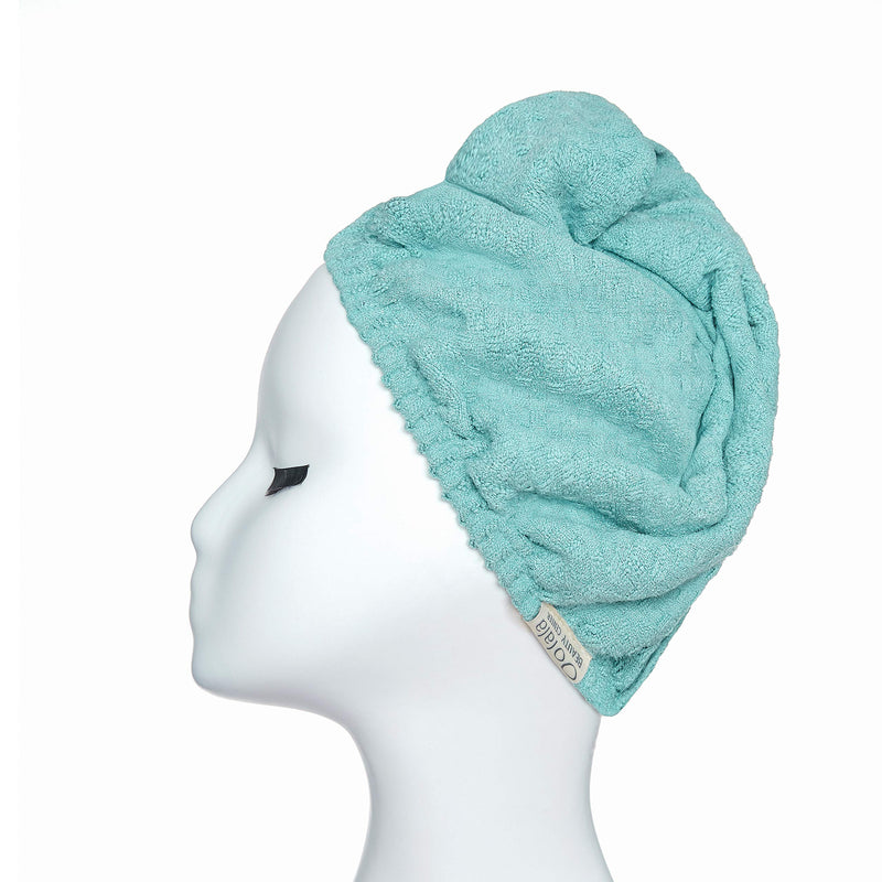 [Australia] - Oolala - Premium Microfiber Hair Turban (Waffle) for Drying Hair（10 x 27 Inches), Ultra Absorbent & Soft Towel for Quick Drying (Lake blue) Lake blue 