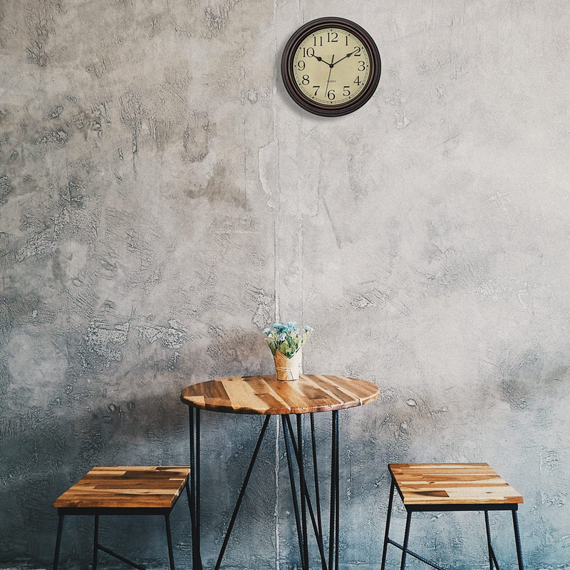 [Australia] - Foxtop Retro Silent Non-Ticking Round Classic Clock Quartz Decorative Battery Operated Wall Clock for Living Room Kitchen Home Office 12 inch (Bronze) Bronze 
