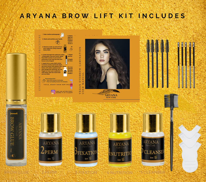 [Australia] - ARYANA NEW YORK Eyebrow Lamination Kit | At Home DIY Perm For Your Brows | Instant Professional Lift For Fuller Eyebrows | Brow Brush And Micro Brushes Added 