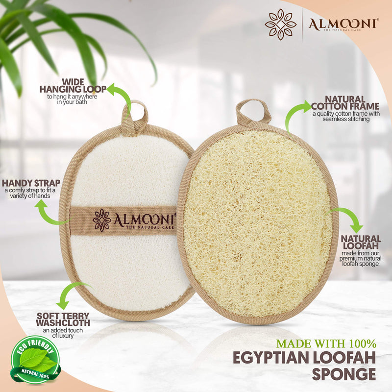 [Australia] - Premium Exfoliating Loofah Pad Body Scrubber, Made with Natural Egyptian Shower Loufa Sponge That Gets You Clean, Not Just Spreading Soap (2 Pack) 