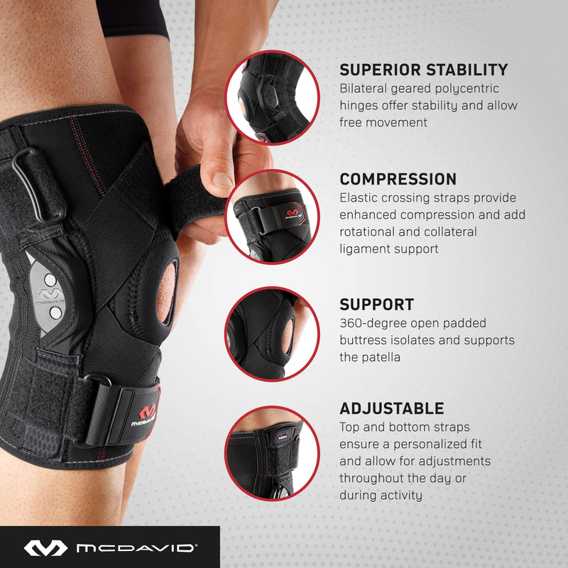 [Australia] - McDavid Maximum Support Knee Brace with Hinges (429X). Compression and Stability Straps for ACL, LCL, Arthritis, Tendonitis, MCL, Patella. Left and Right. Men and Women. Medium 