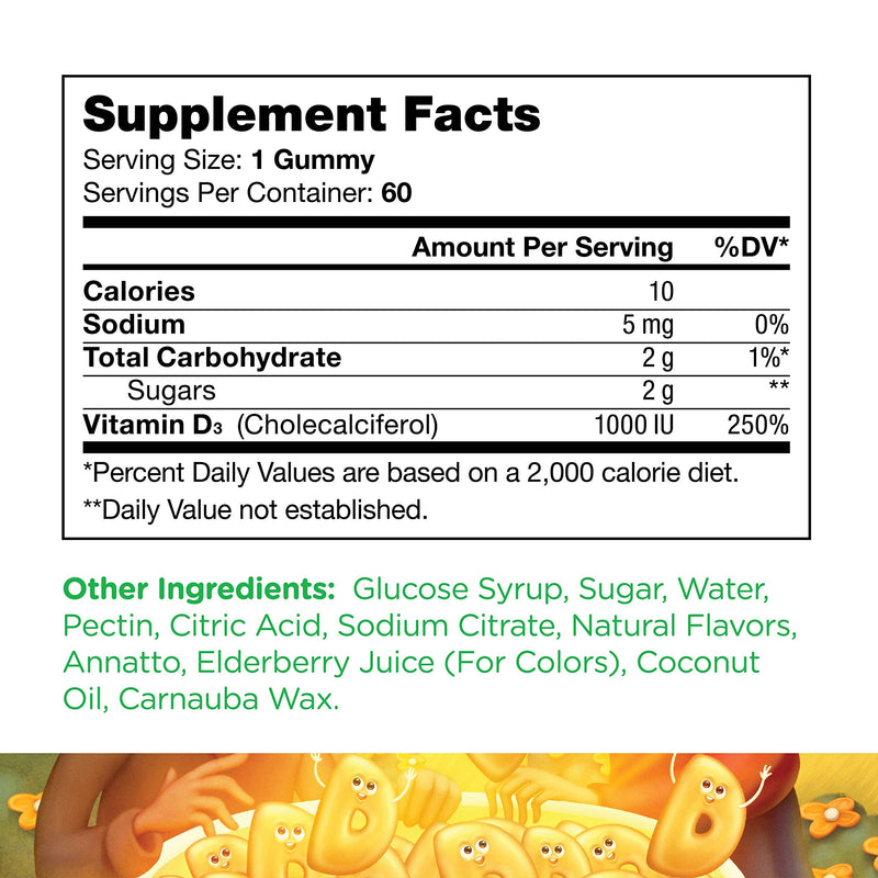 [Australia] - Chapter One Vitamin D3 Gummies, Chewable Vitamin D for Kids, Vitamin D3 1000IU, Kosher, 60 Flavored Gummies 60 Count (Pack of 1) 