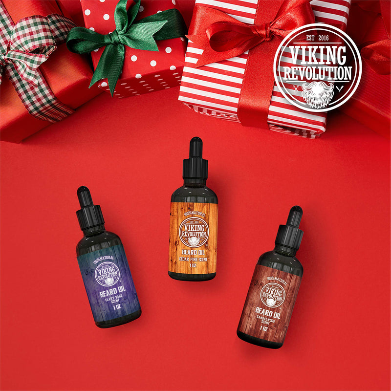 [Australia] - Beard Oil Conditioner 3 Pack - All Natural Variety Gift Set - Sandalwood, Pine & Cedar, Clary Sage Conditioning and Moisturizing for Healthy Beards 28.35 g (Pack of 3) 