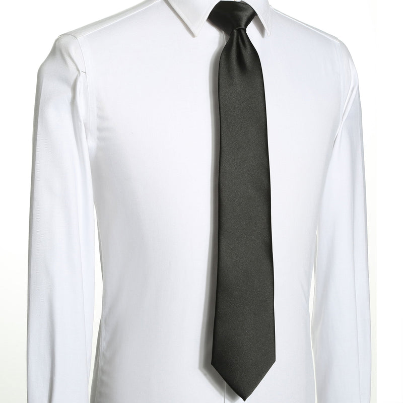 [Australia] - KissTies 63'' XL Tie Mens Extra Long Solid Satin Necktie For Big And Tall Men Black 