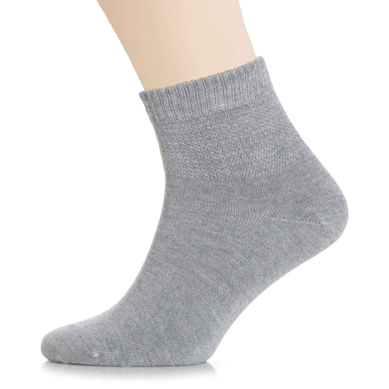 [Australia] - Hugh Ugoli Women's Bamboo Ankle Loose Fit Diabetic Socks, Soft, Wide Stretchy, Non-Binding Top, 3 Pairs, Shoe Size: 6-9/10-12 Light Grey 
