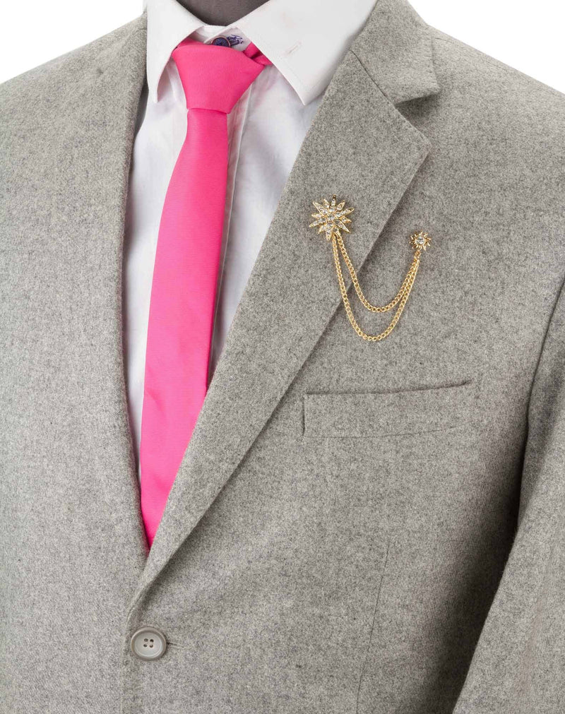 [Australia] - Knighthood Men's Golden Swarovski Star and Sunshine with Hanging Chain Brooch Golden 