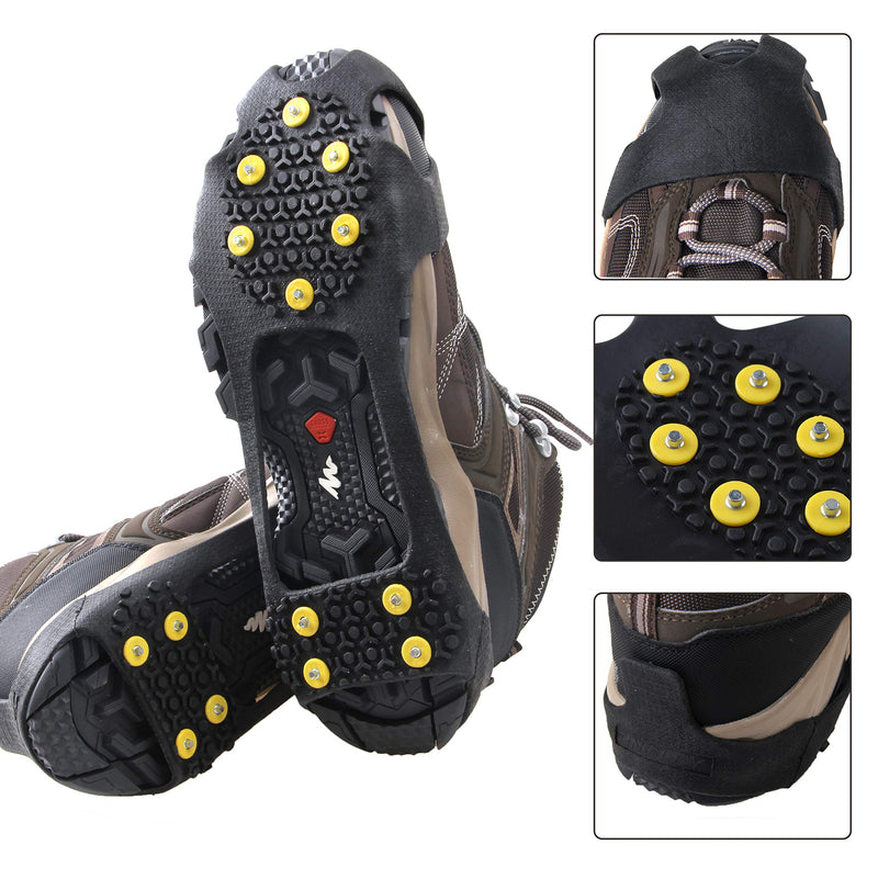 [Australia] - Shaddock Fishing Ice Cleats for Shoes Boots, Ice Cleats Snow Ice Cleats Over Shoe Boots Anti Slip Traction Cleat 10 Studs Crampons Slip-on Stretch Footwear for Men Women Medium(3-5 men/5-7 women) 