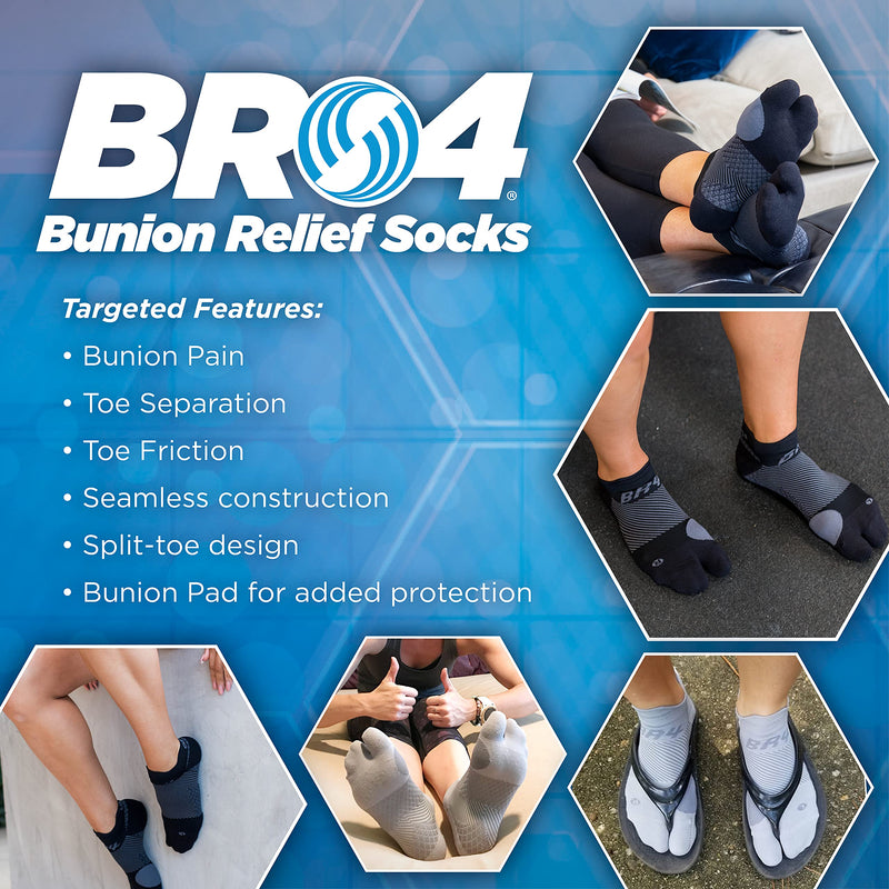 [Australia] - Bunion Relief Socks by OrthoSleeve, Patented Split-Toe Design with a Cushioned Bunion Pad Separates Toes, Relieves Bunion Pain and Reduces Toe Friction (Grey, 1 Pair, Medium) Medium (1 Pair) Grey 