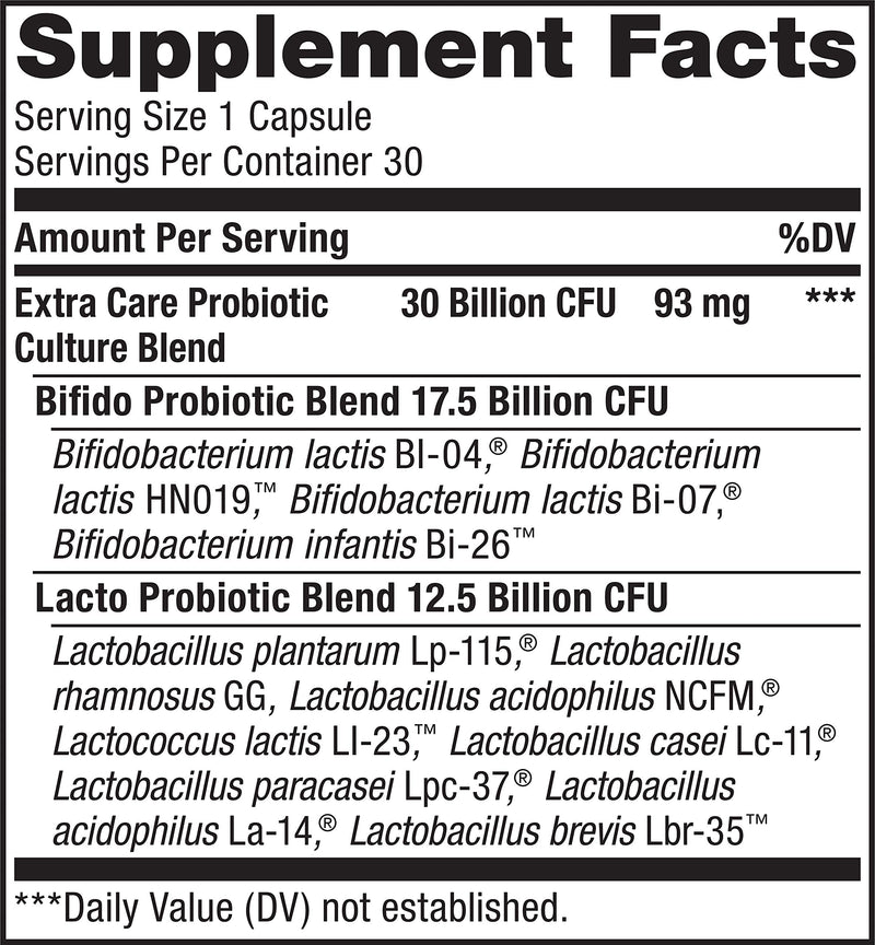 [Australia] - Renew Life Probiotics 30 Billion CFU Guaranteed, 12 Strains, For Men & Women, Shelf Stable, Gluten Dairy & Soy Free, 30 Capsules, Ultimate Flora Extra Care - 60 Day Money Back Guarantee 30 Count (Pack of 1) 