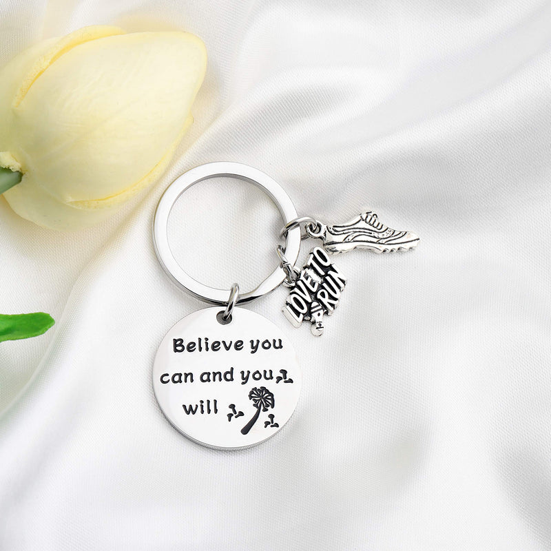 [Australia] - FUSTMW Running Gift Runner Keychain Cross Country Track Marathon Jewelry Gifts Believe You Can and You Will silver 