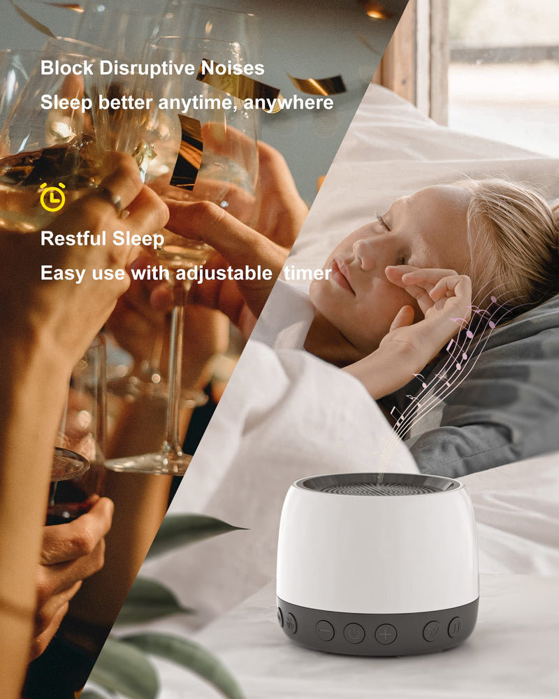 [Australia] - elesories White Noise Machine, Sound Machine with13 Non Looping Natural Soothing Sounds for Adults Baby Sleeping, Also Be Used as a Multifunctional Speaker for Home, Office Privacy | Nursery | Travel 